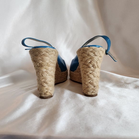 Jessica Simpson Bright Blue/Tourquiose Braided Jute Wedge - Picture 3 of 5